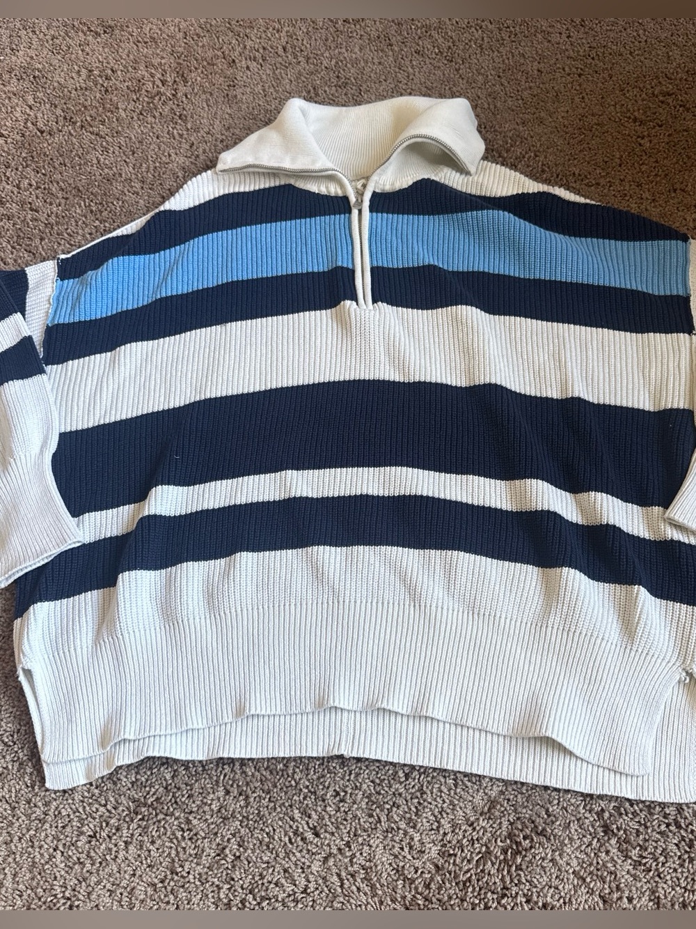 Aerie blue and white knit sweater